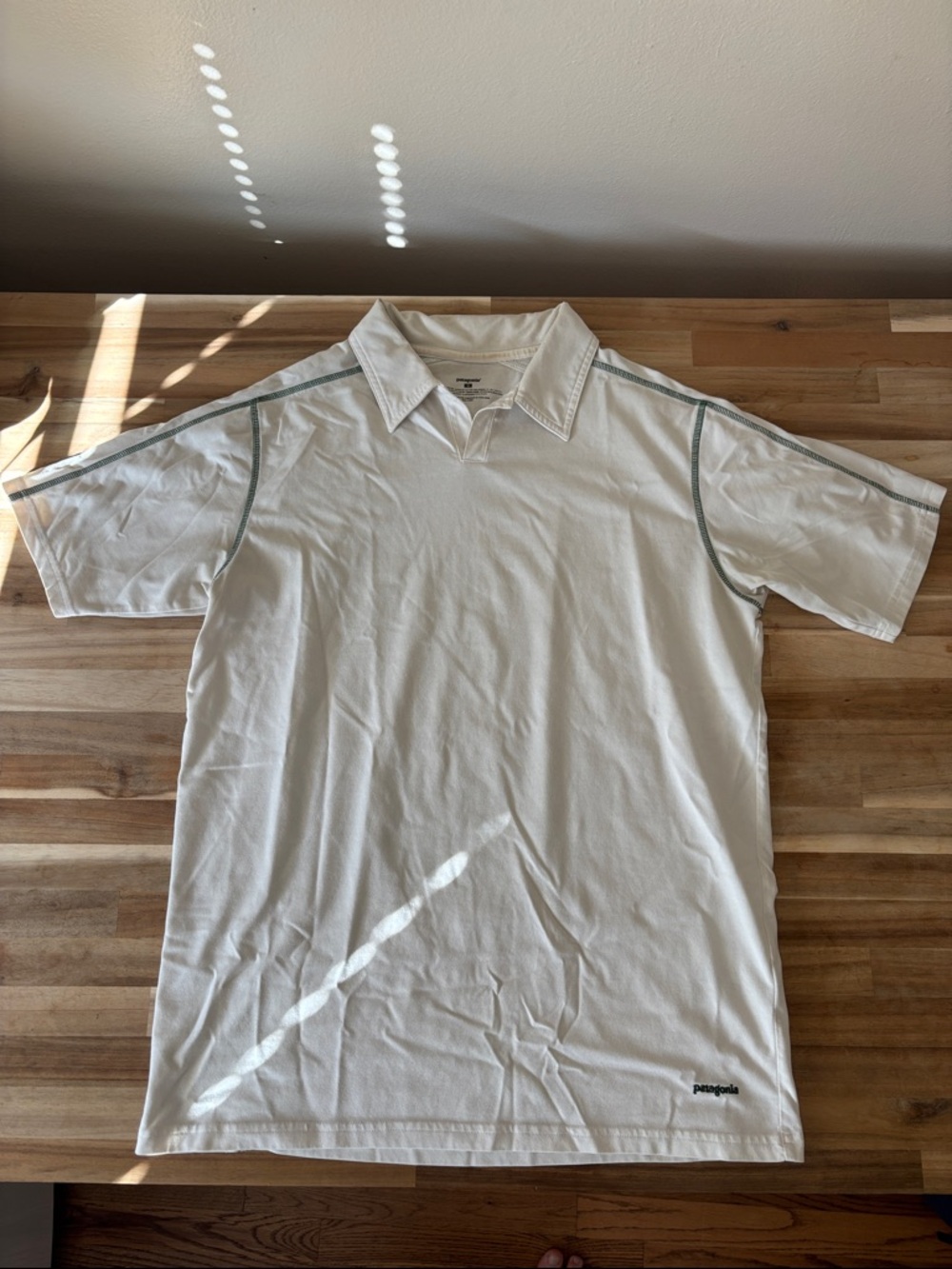 Patagonia White Polo with Gray Contrast Piping